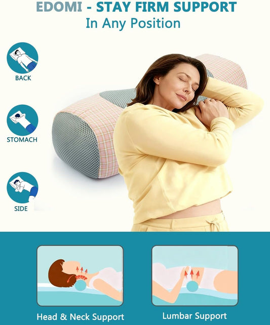 Buckwheat Cervical Neck Roll Pillow,17.7"x5.9" Firm Support Neck Bolster with Washable Cover, Adjustable Hard Cylinder Round Pillow with Buckwheat Hulls, for Office Lunch Breaks Sleeping,Pink