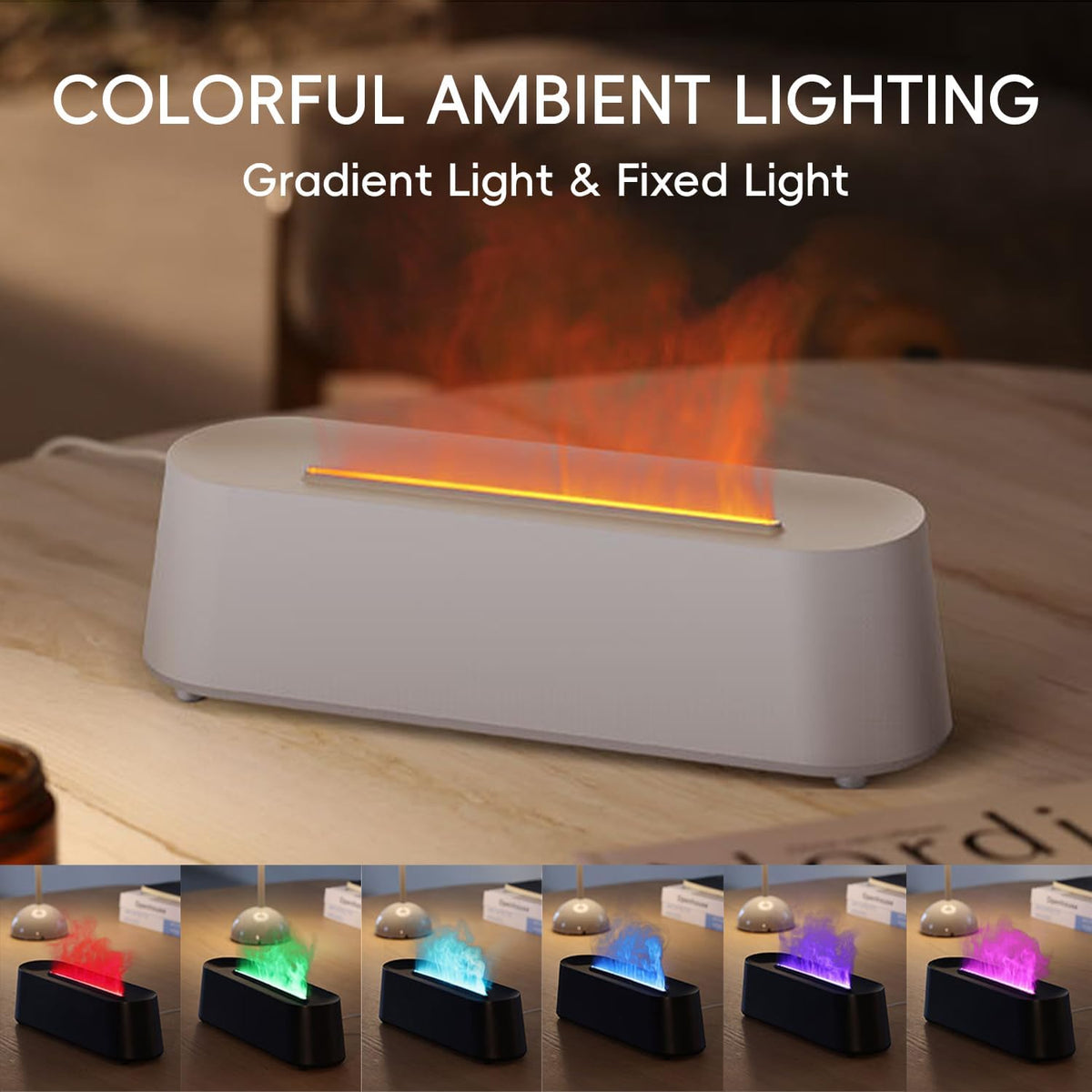 YALEDI Essential Oil Diffuser, Fireplace Flame Fire Oil Diffuser, 250ml Cool Mist Aromatherapy Humidifier, Scent Diffuser with 7 Colors Light, Remote Control, Timer & Auto-Off for Home, Room (Black)
