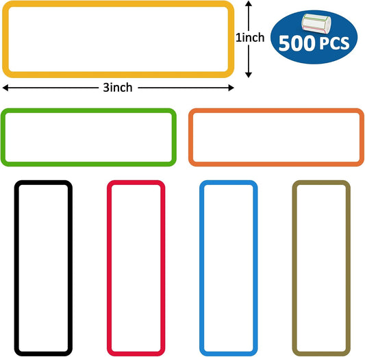 500 Pcs 1×3 Inch Removable Freezer Labels, Waterproof, Oil & Tear Resistant, No Residue Writable Stickers for Food Containers, Jars, Pantry and Meal Prep (Bright-Blank)