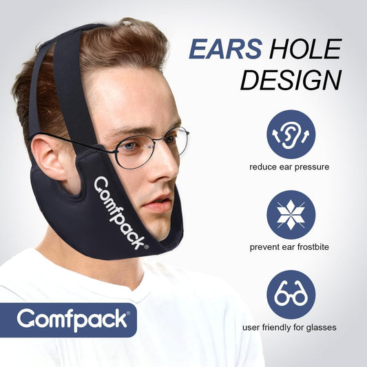 Wisdom Teeth Ice Pack Head Wrap,Soft Double Side Jaw Face Ice Pack | Extra Large Jaw & Chin Ice Pack, Reusable Gel Hot Cold Therapy for TMJ, Oral Surgery, Face Swelling, Tonsillectomy Recovery
