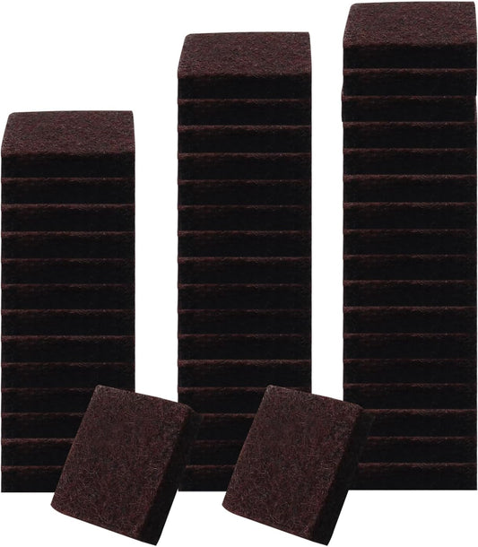 48 Pcs 1"/25mm Square Felt Furniture Pads, 5mm Thick, Brown | Self Adhesive, Anti Scratch Floor Protectors, For Furniture Feet Chair Legs