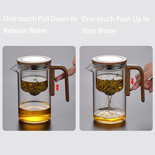 800ML/27OZ Witchcraft Magic Glass Teapot with Infuser Strainer and Lid for Loose Leaf Tea Herbal, Magnetic Water Separation Tea Maker Kettle Clear Tea Pot (Without Cups)