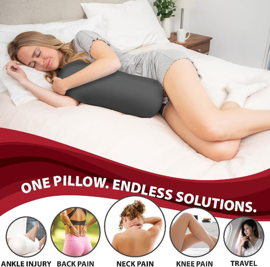 Core Jackson Roll Bolster Pillow for Neck, Back, Knee & Leg Support, WH | Versatile fiber-filled bolster supports the neck, back, knees and legs for comfortable resting, travel and sleep.