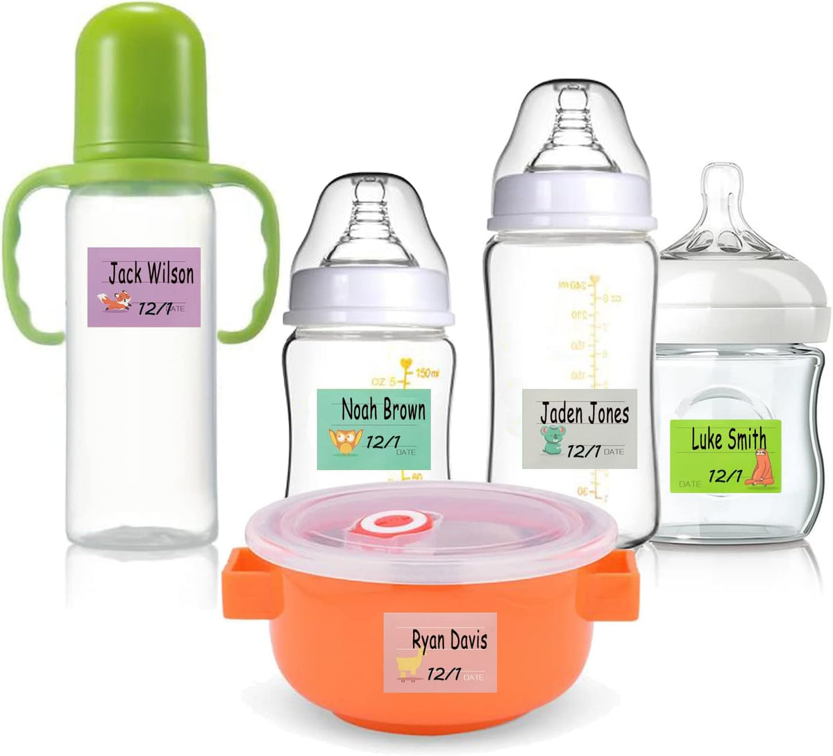Waterproof Baby Bottle Label for Daycare Supplies,400PCS Removable Freezer Labels for Baby Food Containers, Breast Milk, Lunch Boxes, Organizing, Date Stickers to Write on-Sticky and Easy Peel Off