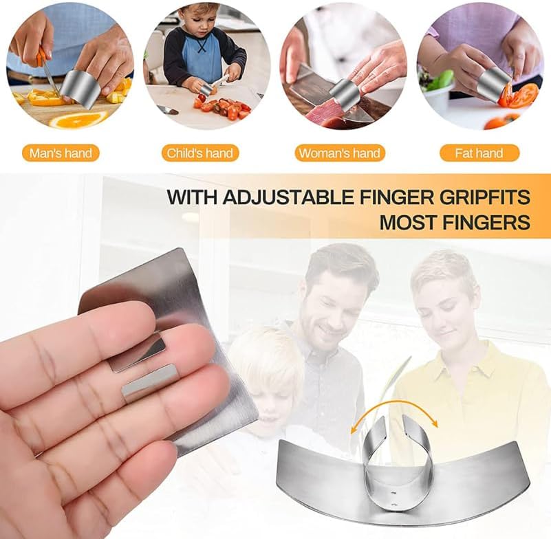 2pcs Stainless -guard Cutting Finger Guards Grater Safety Holder Finger Protectors Cutting Protector Chopping Finger Guards Knuckles Vegetable Protective Cover