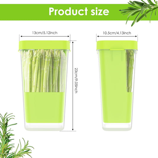 Fresh Herb Keeper for Refrigerator, 5.1x4.1x 9.06 in Clear Herb Saver, Fridge Asparagus Container, Fresh Herb Saver, Herb Storage Containers, for Cilantro, Parsley, Thyme, Asparagus(Green)