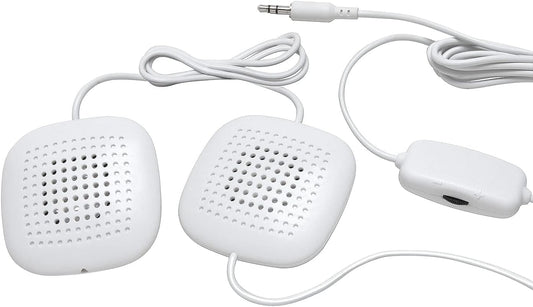 Sound Oasis Pillow Speakers, 2 UltraThin Stereo Speakers, Volume Control, Surround Sound for Music, Sleep, Tinnitus Masking, Connect to External Sound Source with 1/8" 3.5mm Headphone Jack Plug, White