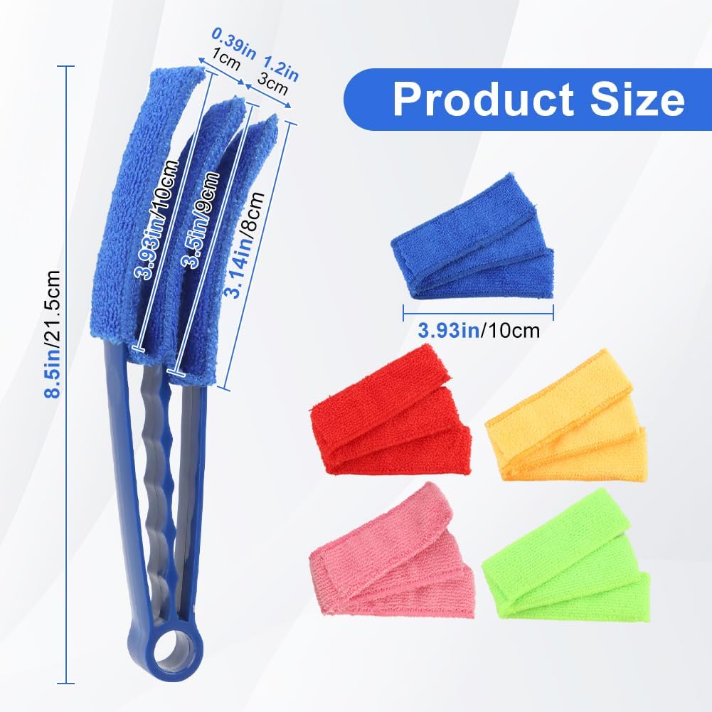2PCS Blind Cleaner Brushs with 5 Reusable Microfiber Sleeves Brush, Window Blind Duster Tool Blind Cleaner Tool for Window, Car Air Condition, Fans, Exhaust Vent