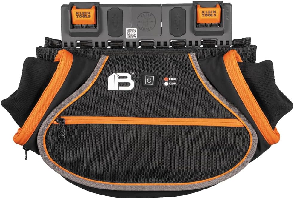 Klein Tools BC101C Rechargeable Hand Warmer, Compatible with Bucket Work Center Rail System Modules, Oversized Pouch for Class 2 Gloves