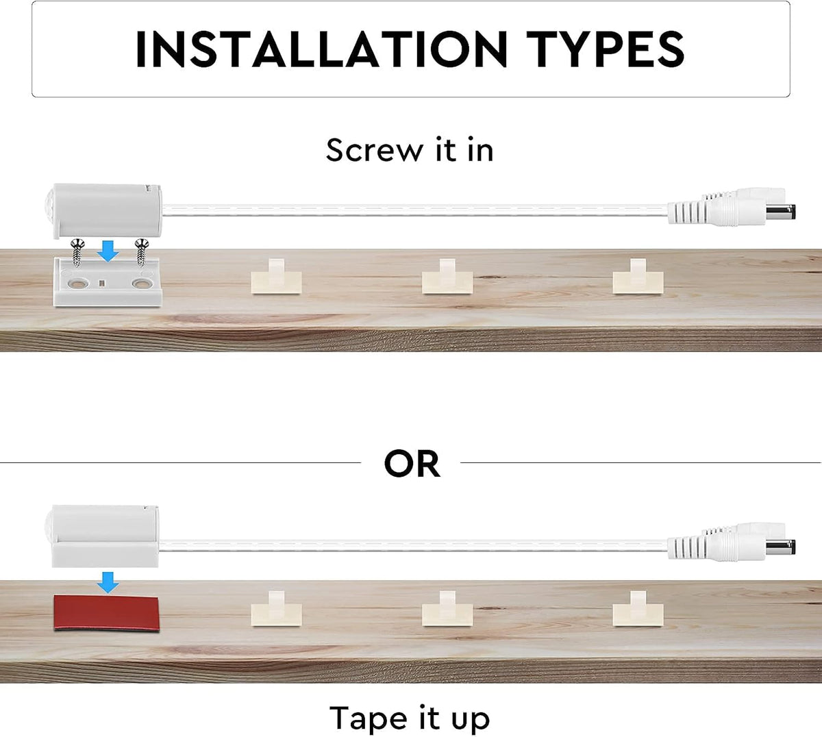 Motion Sensor LED Light Bar Kit. Plug in. Perfect to Work as Motion Activated Lighting for Under Cabinets Closets Wardrobe Hallway Stair Beds Garage Kitchen. 1-Light-Bar. Warm White 3000K