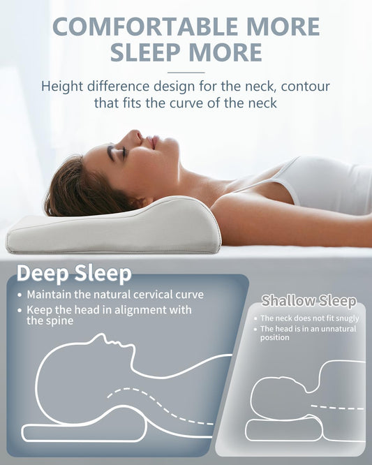 SMDR Ultra Slim Ergonomic Memory Foam Cervical Pillow – Low Profile Orthopedic Neck Support Pillow for Stomach, Side & Back Sleepers, 2"–0.8" Thin Design, Washable Cover