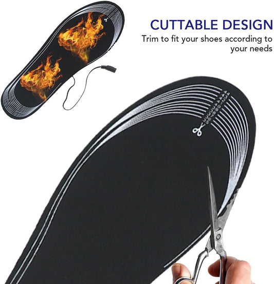 USB Heated Insoles Rechargeable Heating Insoles Multiple Sizes Electric Foot Warmer Mat for Camping, Fishing, Hiking
