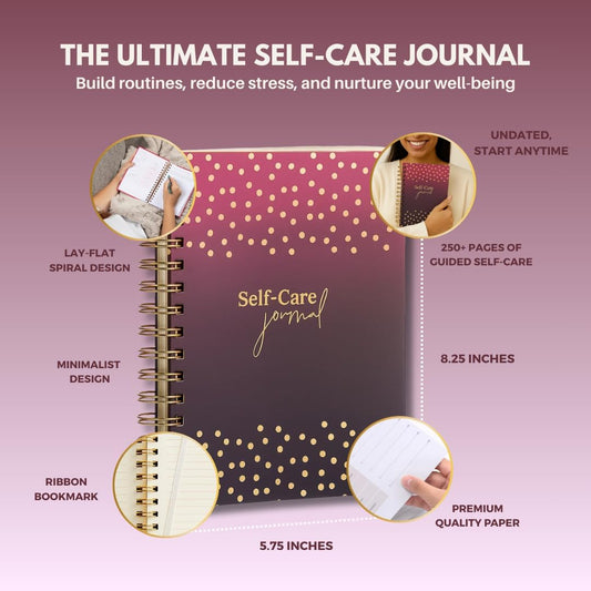 Daily Self Care Journal for Women - A5, Wellness Journal with Prompts - Goal Journal for Happiness,Mindfulness,Productivity & Personal Development - Reduce Stress & Improve Mental Health - Pink | Guided 90-Day Daily & Weekly, Undated Reflection Planner,