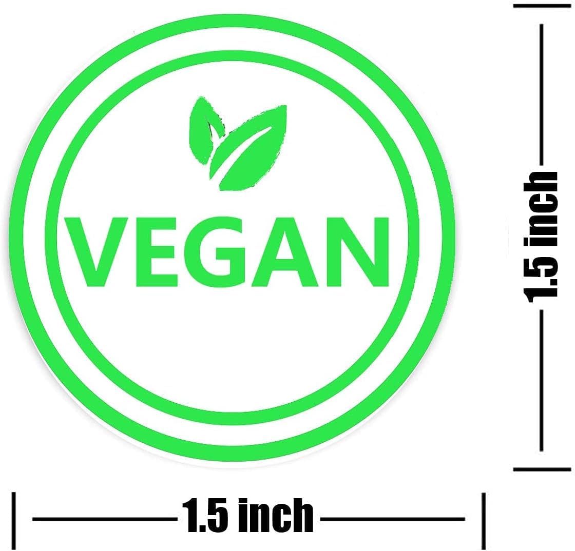 500 Pcs Vegan Food Labels, 1.5 Inch Round Self-Adhesive Vegan Stickers, Green & White Circle Dots for Restaurants, Catering, Cafes, Grocery Stores & Home Kitchen Organization