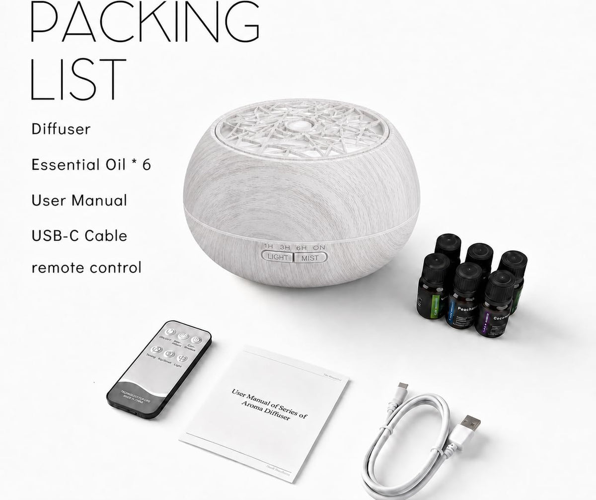 550ml Aromatherapy Essential Oil Diffuser Remote Timer 7 LED Lights