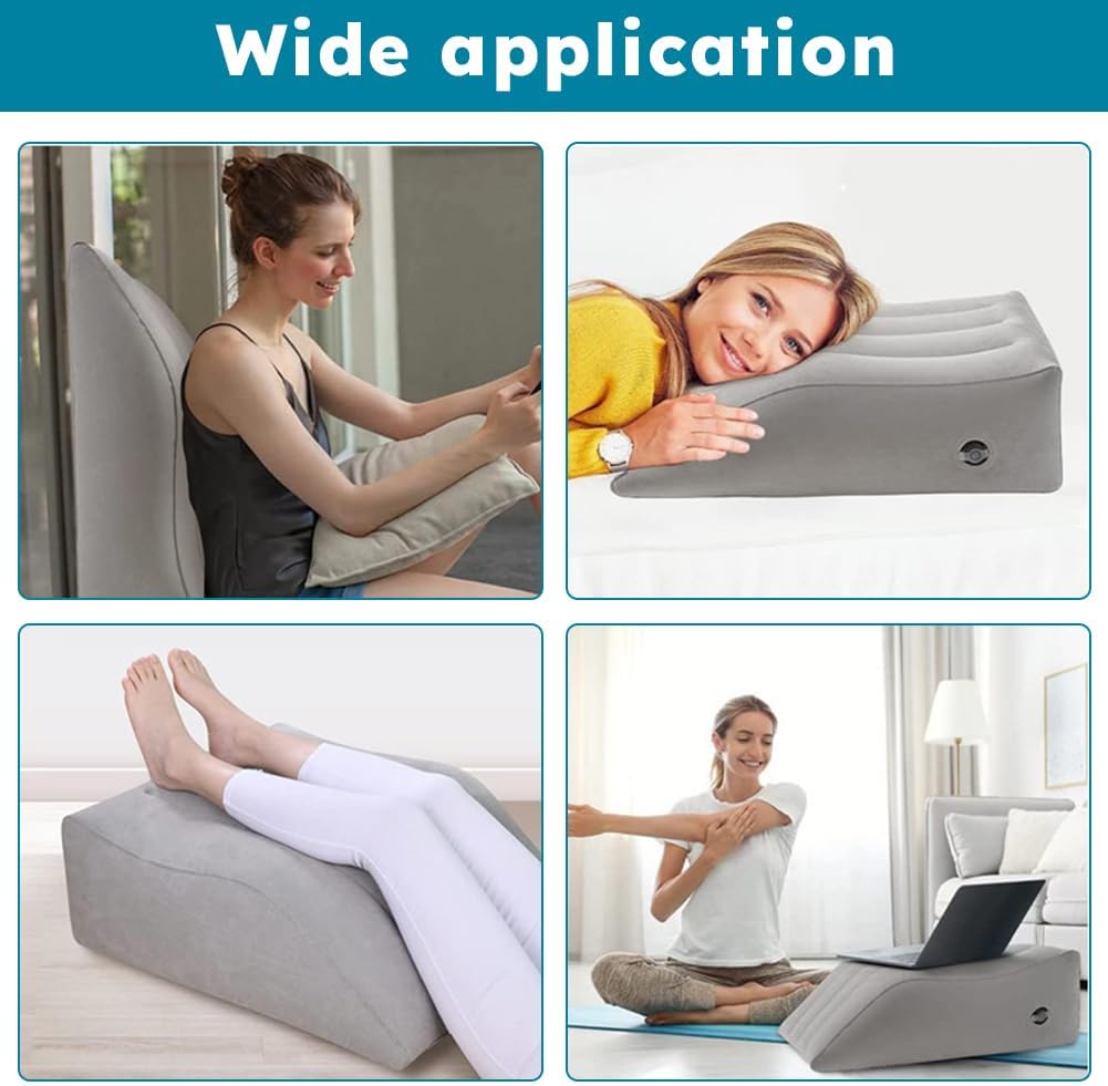 Leg Elevation- Pillows for After Surgery, Inflatable Wedge Pillows for Sleeping, Swelling, Circulation, Bolster Pillow Pain Reliefs for Legs Back for Pregnant, Surgery and Injury(grey,Size:as shown)