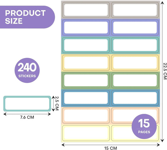 240 Removable Labels Waterproof for Jars & Freezer Containers - 1x3 Tear-Proof Stickers, 8 Colors Pearlescent Film, Residue-Free (-40°F~150°F)