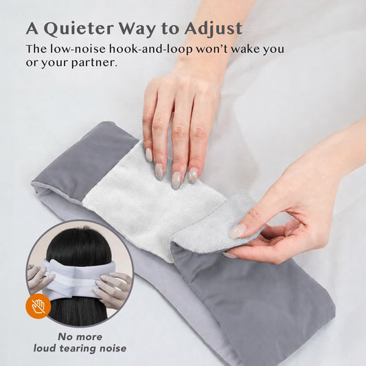 Silent Fastener Sleep Mask with Ear Cover, No Strap Wide Eye Mask for Sleep | Dual-Sided Cozy and Silky Eyemask, No-tangle Adjustable Eye Cover for Long Hair, Zero Pressure & Soft Blindfold for Travel