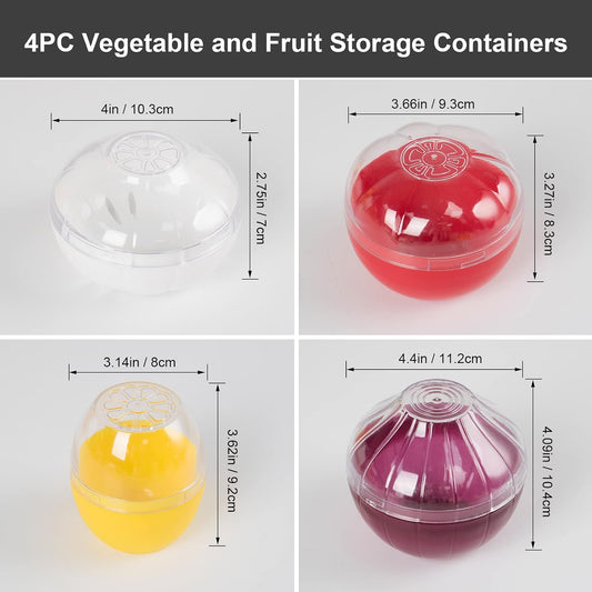Vegetable and Fruit Storage Containers for Fridge, BPA Free Fresh reusable Food Savers, Onion Storage Container 、Garlic Saver、Tomato Saver and Lemon Keeper,Refrigerator Vegetable Crisper (Circular)