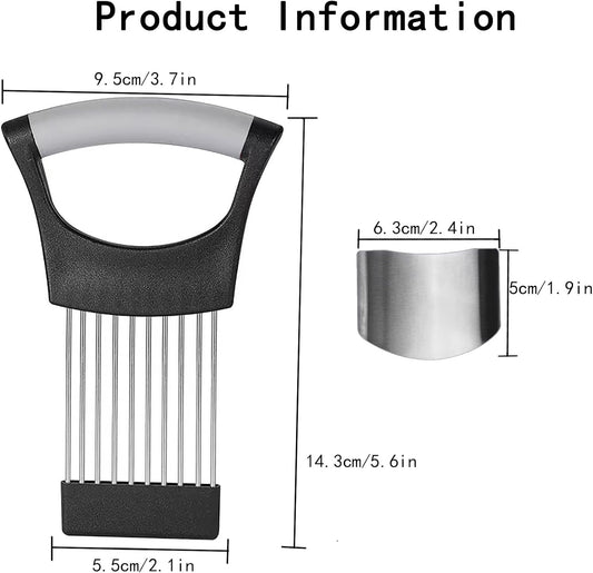 2Pcs Stainless Steel Onion Slicer Holder with Finger Guards, Multi-Purpose Fruit Vegetable Cutting Kitchen Tool