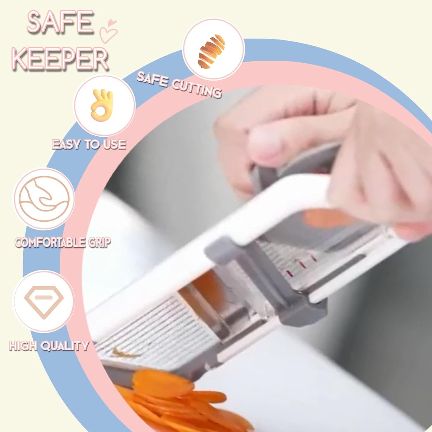 Safety Hand Guard for Any Mandolin Slicer or Grater,Food Slicer Cutter Finger Guard, Ergonomic, Non-Slip Grip, Durable,Safe Slicing of Fruits & Vegetables (Gray,2pcs)