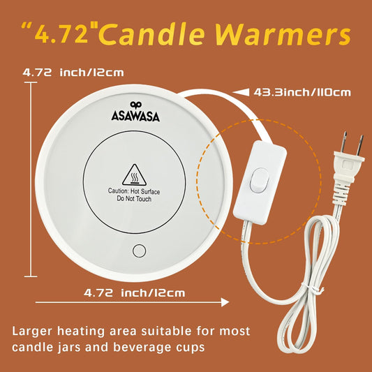 ASAWASA 2PCS Smart Candle Warmer for Large Jar, Coffee Mug Warmers, with Gravity Switch Auto Shut-On/Off, Safely and evenly Release The Aroma, Keep The Drink Warmth, Best Ideals Valentines Day Gifts