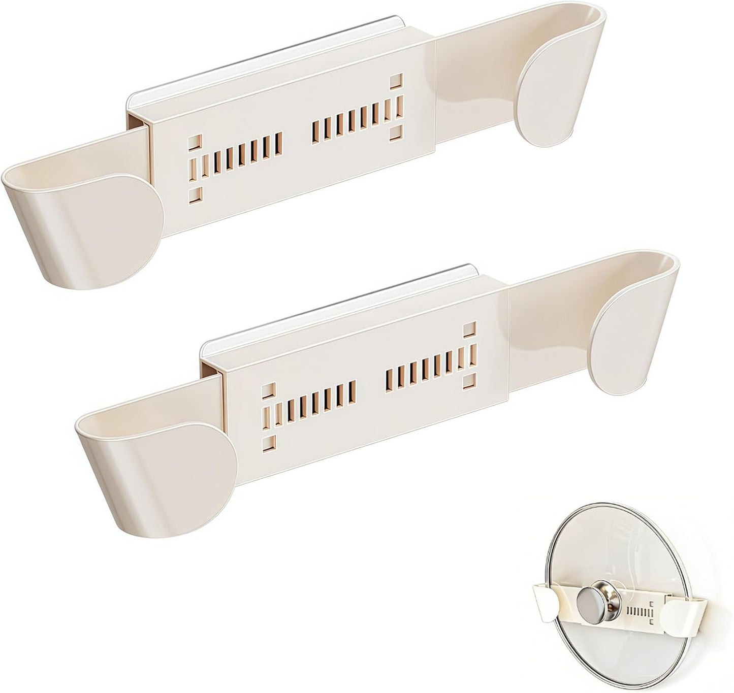 Universal Pot Lid Holder Organizer for Cabinet, Gray, 2 Pack | Pan Lid Organizers, Inside Door Wall Mount, Pots Top Rack