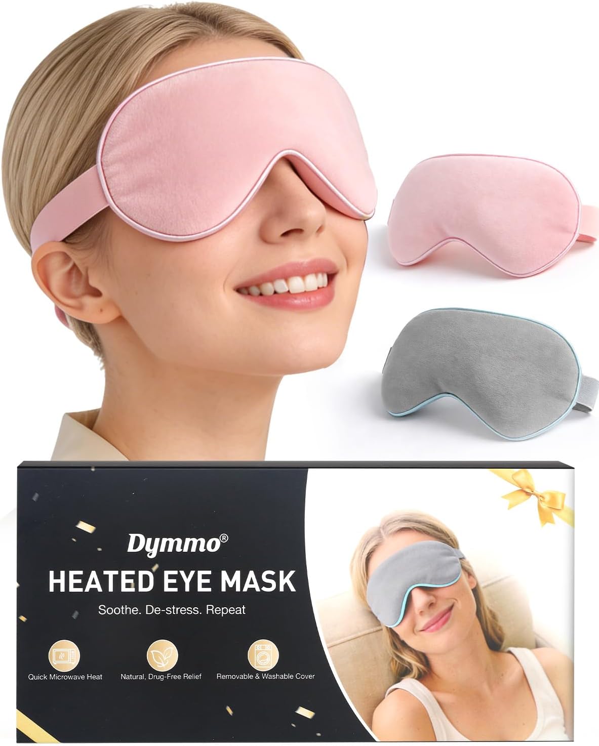 Warm Compress for Eyes - Microwavable Eye Mask with Moist Heat Relief for Eye Comfort & Relaxation, Includes 2 Washable Covers & 1 Eye Heating Pad