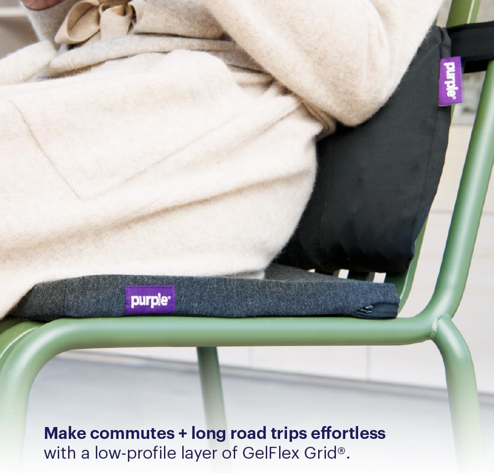 Purple Back Cushion, Lumbar Support Pillow for Office Chair, Car Seat