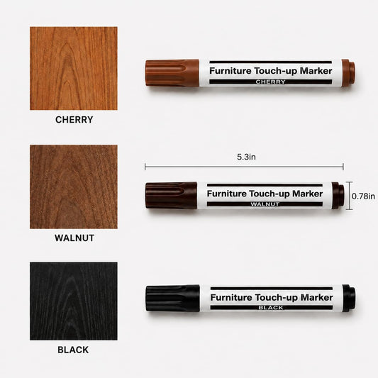 Furniture Repair Wood Markers Set of 3, Black Cherry Walnut Touch Up Paint Markers for Scratches, Wood Floors, Tables, Cabinets & Furniture Restoration