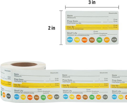 L LIKED Dissolvable Label Shelf Life for Food Rotation Use by Stickers 2 x 3 Inch Roll of 250 Labels | Microwave & freezer safe, dishwasher safe. Fits glass/wood/metal/plastic. -40~150°F. For shelf life tracking & canning