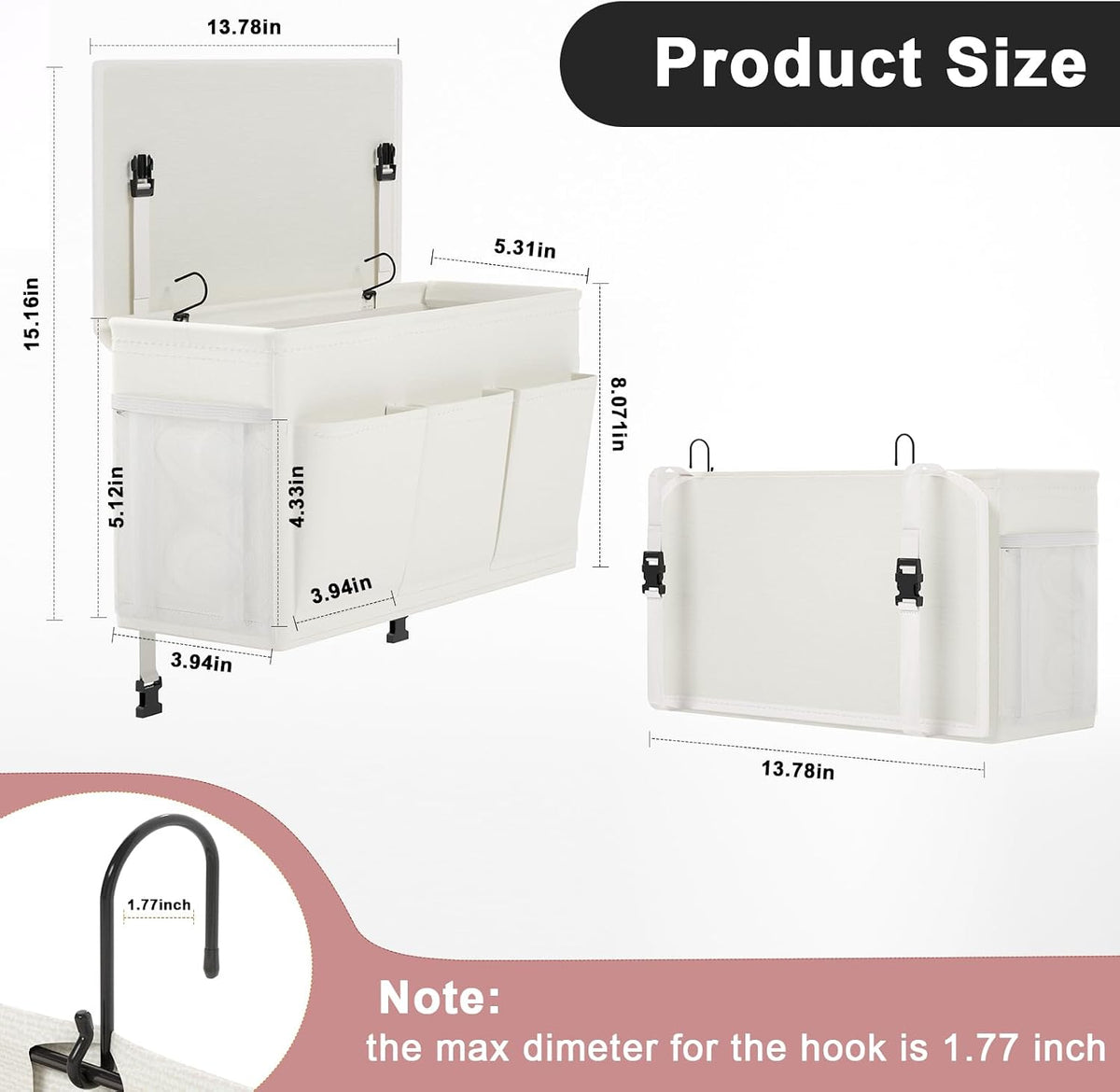 Bedside Caddy Bedside Storage Hanging Organizer for Bunk Dorm Bed Rail