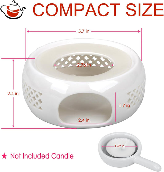 Teapot Warmer, Ceramic Tea Warmer with Tealight Holder, Teapot Heater for Heating Tea, Coffee, Milk, Tea Light Warmer, Suitable for All Teapots