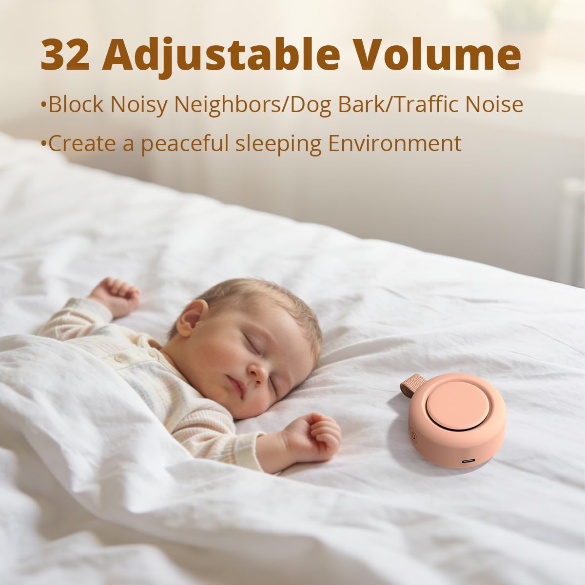 Portable Sound Machine Battery White Noise Machine Baby Shushing Sleep Machine with 30 Soothing Sounds for Baby Kids Adults Pets 4 Timers Memory Function Pink Noise Machine for Home Travel Office