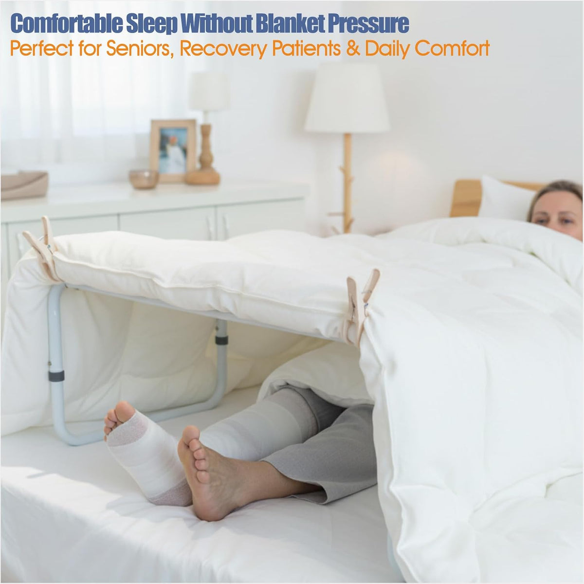 Blanket Lifter 4 Clips for Feet and Legs, Adjustable Blanket Support Frame Relieves Pressure on Feet & Toes, Ideal for Neuropathy, Post-Surgery, Arthritis