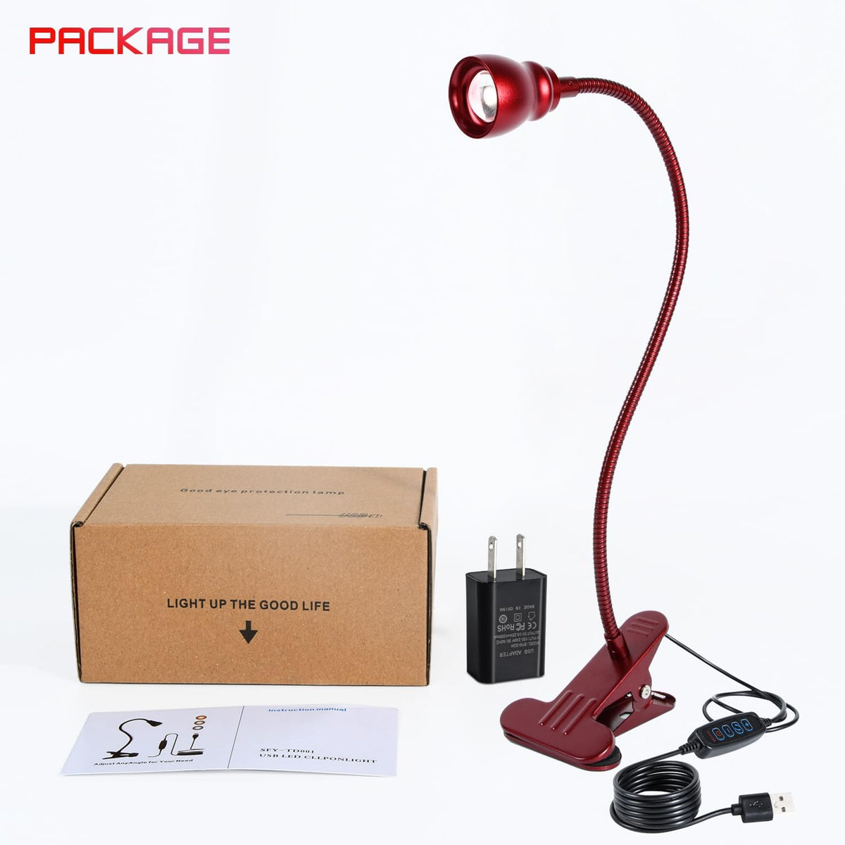 Zoomable Clip on Light, Clamp Reading Light for Dorm Bed Headboard, Dimmable Spotlight with 3 Color Temperature Options, 10 Dimmable Brightness Levels, Adjustable Beam Angle