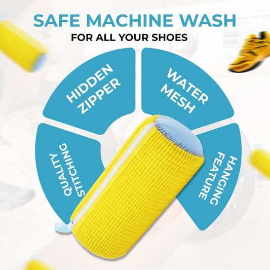Mesh Shoe Washing Machine Bag Kit, 2 Sneaker Laundry Bags & Brush | Includes 2 Shoe Trees, YKK Zipper, Dryer Safe