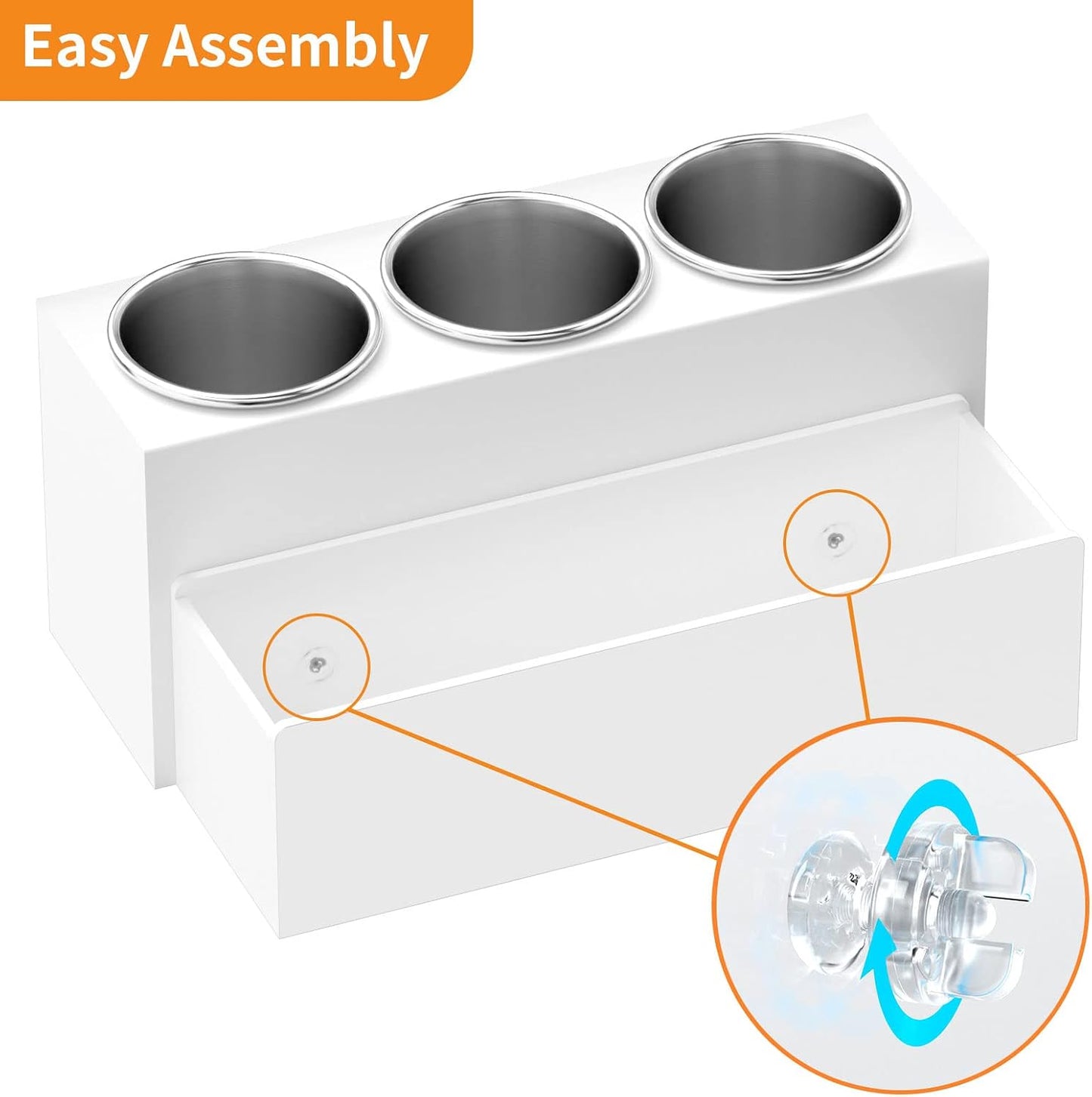 NIUBEE Acrylic Hair Tool Organizer,Hair Blow Dryer Holder with 3 Cups,White | Acrylic Hot Tools Organizer,Hair Organizer Storage Countertop,Blow Dryer Holder for Curling Iron,Brush, Straightener,Bathroom