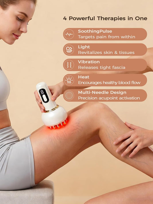Leg Massager for Circulation and Pain Relief, Lymphatic Drainage & Varicose Veins Support - Calf, Foot & Knee Massager with SoothingPulse, Heat, Light & Vibration