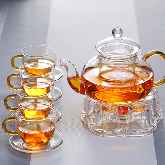 COHEALI 2pcs Borosilicate Glass Teapot Warmers with Ventilation for Candle Heating Tea Heater Stand with Round Heart-Shaped Bases for Tea Flavor Improvement and Serving