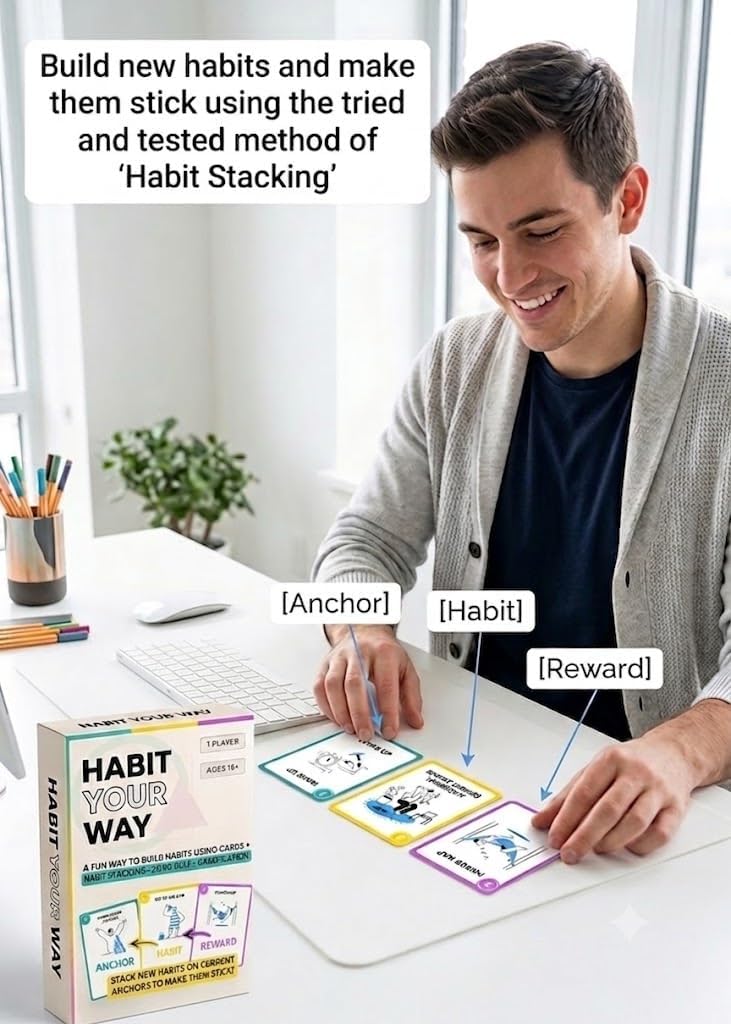 Habit Your Way – Habit Stack Cards with Habit Tracker – Productivity Planner Tools for ADHD – Build Daily Positive Routines & Reward Yourself via Gamification | Self-Improvement Gift