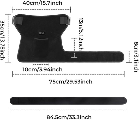 Hip Therapy Belt for Men & Women, Wearable Wrap for Hip, Lower Back, Buttock & Upper Thigh Comfort, Cordless Red Light Heating Pad with Vibration, 5000mAh Rechargeable Battery and Adjustable Fit