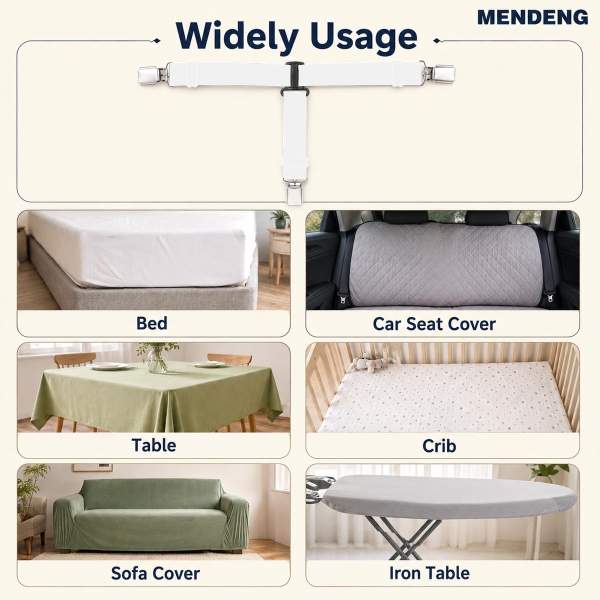 MENDENG Sheet Straps Fitted Sheet Clips Holder Surspeners Keep Sheets in Place Bed Sheet Fasteners Gripper Black 4P
