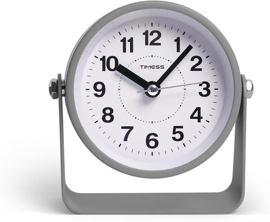 TIMESS Analog Alarm Clock with Snooze & Light, Silent Non-Ticking, Gray