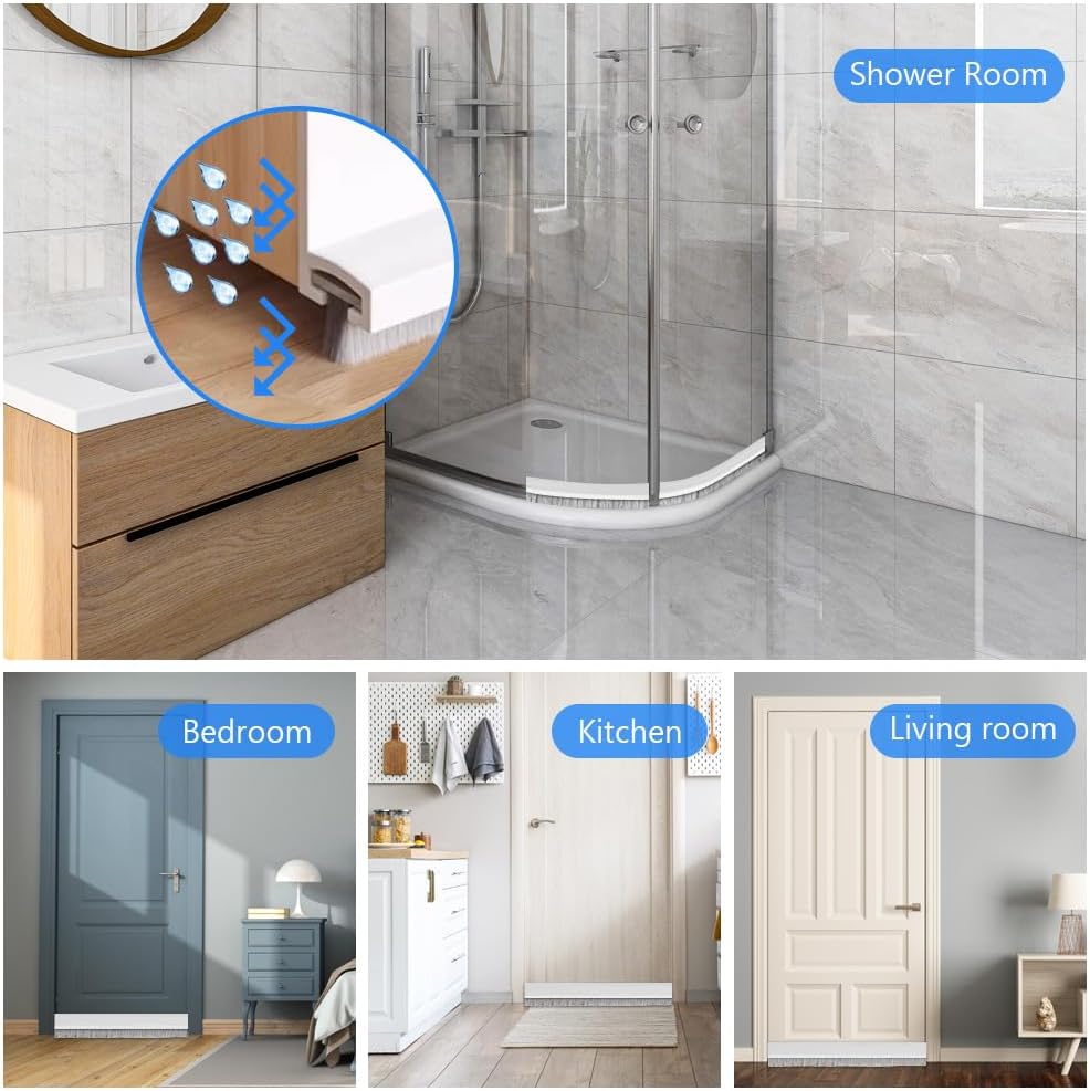 Ainiv Door Draft Stopper Under Door Seal, 2" W x 39" Cutable Soundproof Door Seal, Adhesive Under Door Sweep Weather Stripping Soundproof Kit, Under Door Draft Stopper Seals Anti-Collision-Black