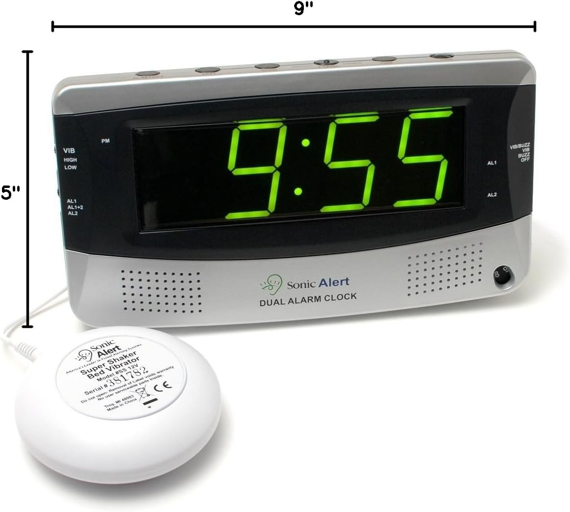 Sonic Alert SBD375SSEU/USA Sonic Boom Dual Alarm Vibrating Alarm Clock