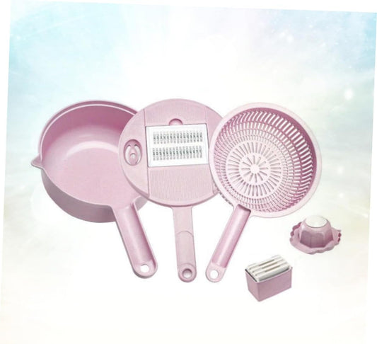 COLLBATH 1Set Wheat Straw Vegetable Slicer Grater Multifunctional Food Cutter with Molded Finger Guard for Safe Use in Kitchen Manual Veggie Chopper Cheese Grater Nordic Powder