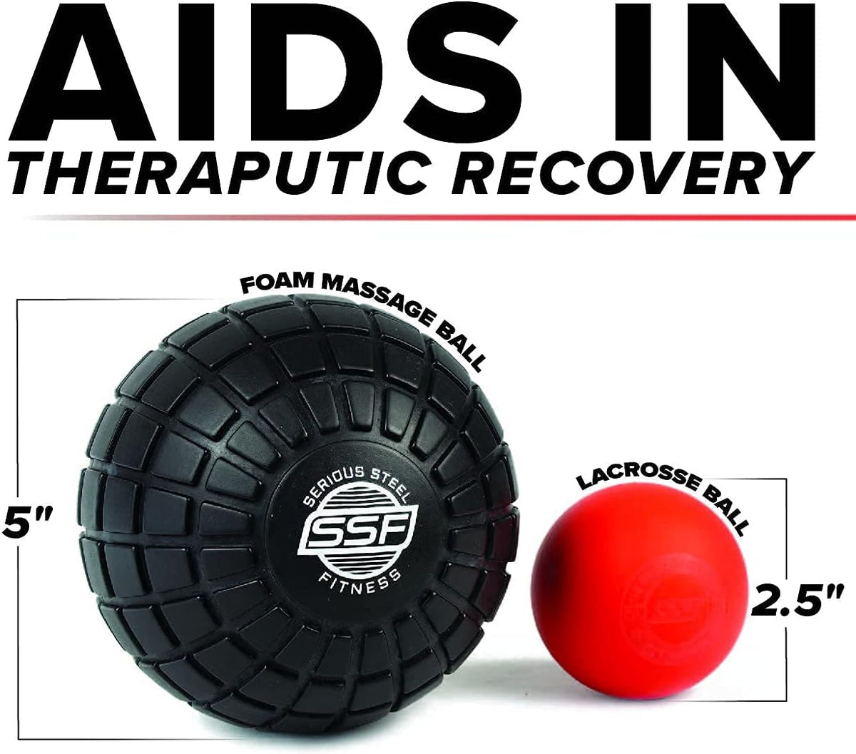 SERIOUS STEEL FITNESS Massage Ball - Deep Tissue Muscle Knot Release Tool - Back, Legs, Shoulders, and More (3" Black Massage Ball)