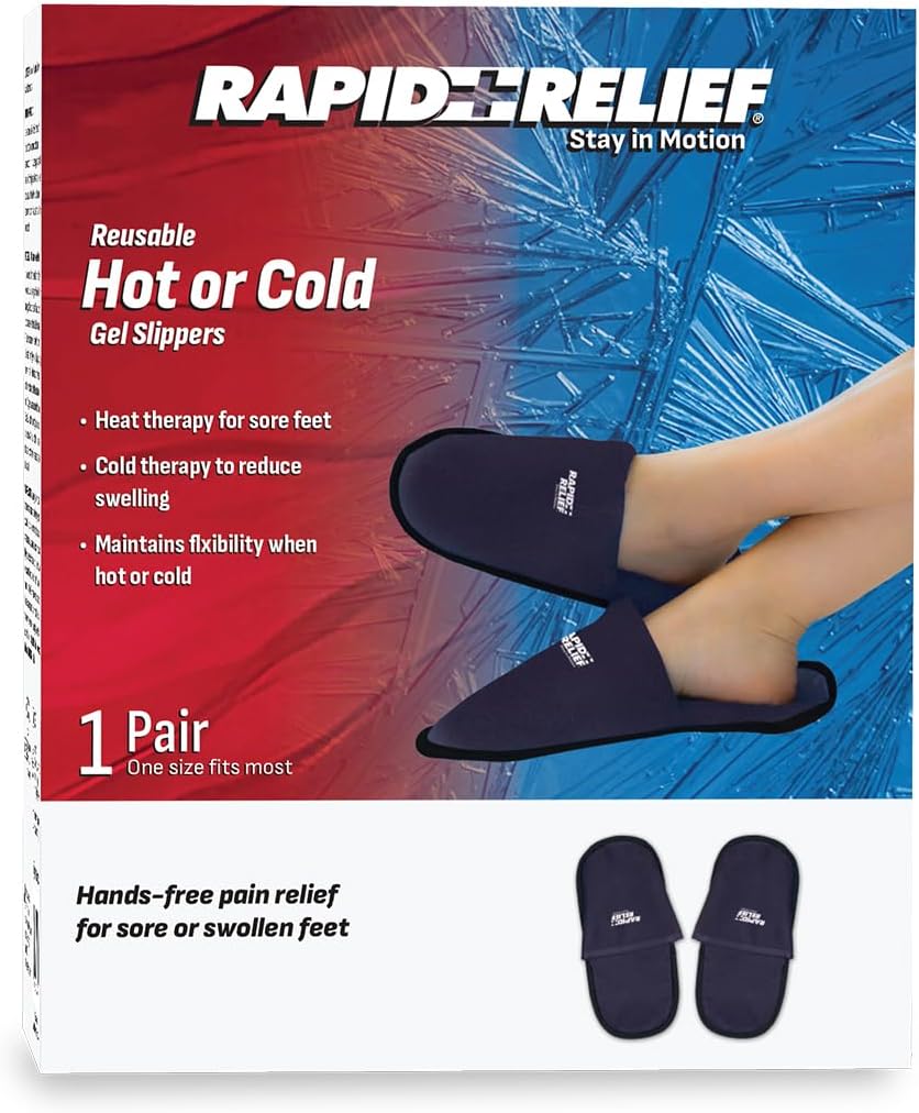 Rapid Relief Foot Ice Pack Slippers, 1 Pair for Feet & Toe Pain Relief