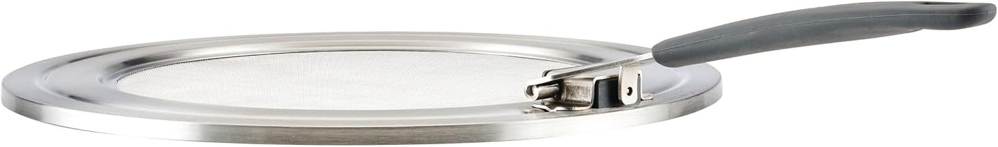 Circulon Tools and Gadgets Universal Splatter Guard Mesh Grease Cover for Pots and Pans Protects Stove, Countertop, and Kitchen from Oil when Frying, 13 Inch Splatter Guard - Stainless Steel
